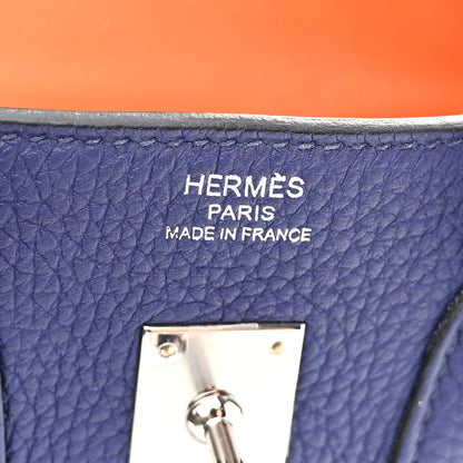 Hermes Togo Verso Birkin 25 Bleu Encre Orange 6 of 12