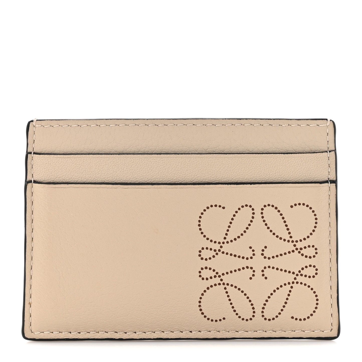 Calfskin Anagram Card Holder Light Oat Tan