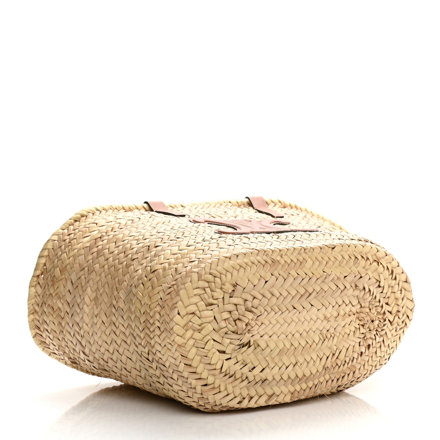 Raffia Calfskin Triomphe Medium Panier Tan