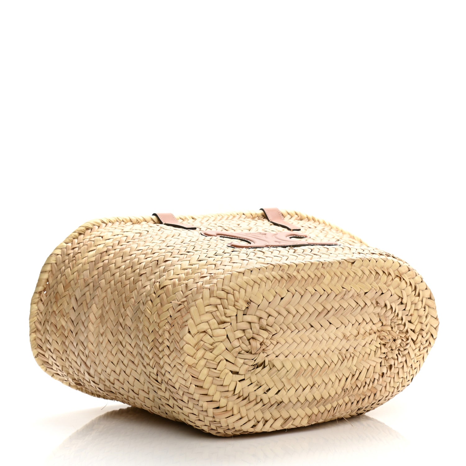 Celine Raffia Calfskin Triomphe Medium Panier Tan 4 of 10