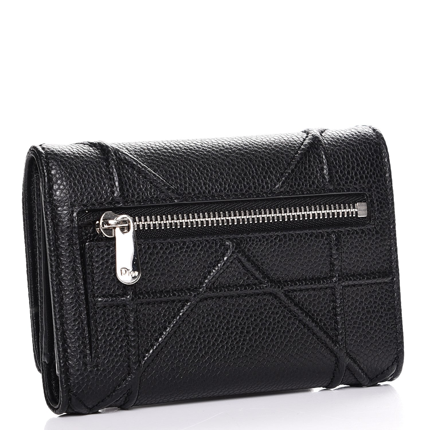 Christian Dior Grained Calfskin Cannage Diorama Elancee Wallet Black 3 of 8