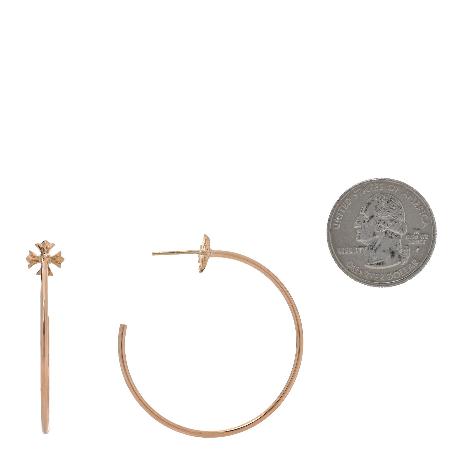 Chrome Hearts 22K Yellow Gold Cross Hoop Earrings 2 of 4