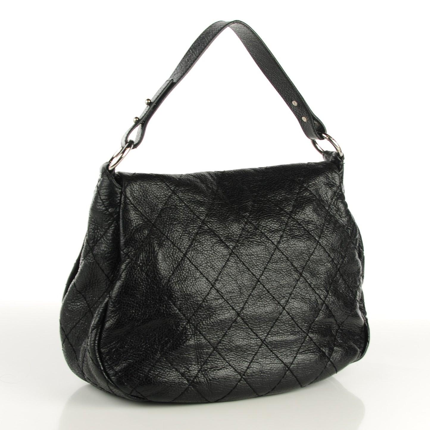 Glazed Calfskin XL On The Road Flap Black