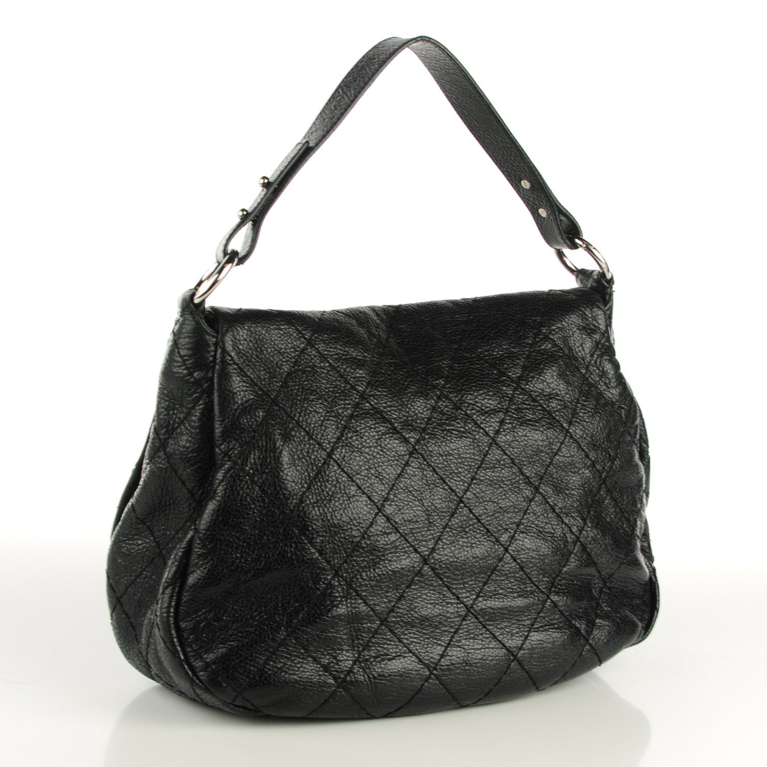Chanel Glazed Calfskin XL On The Road Flap Black 3 of 7