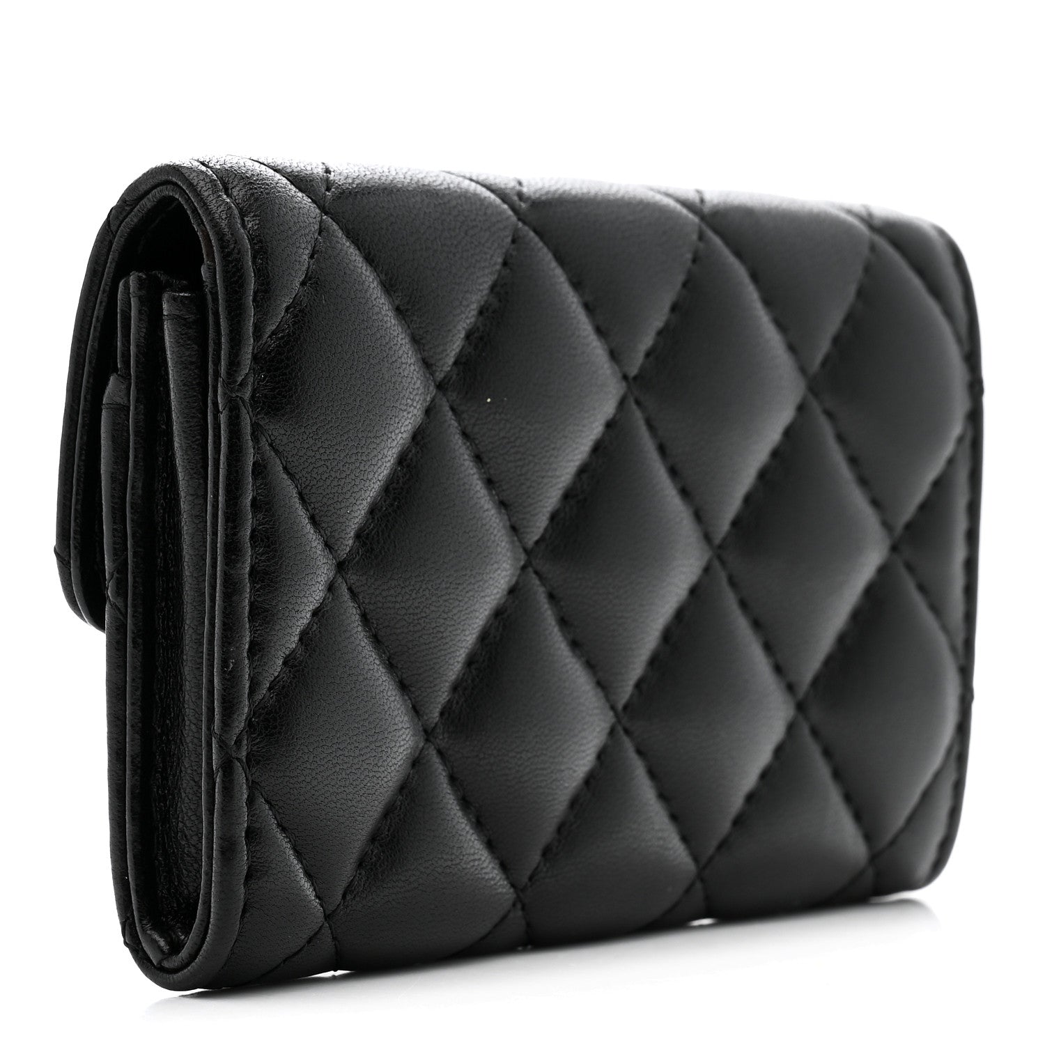 Chanel Lambskin Quilted Flap Card Holder Wallet Black 3 of 9