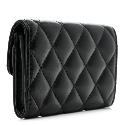 Chanel Lambskin Quilted Flap Card Holder Wallet Black 3 of 9