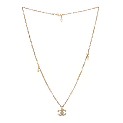 Chanel Crystal Pearl CC Pendant Necklace Gold 3 of 5