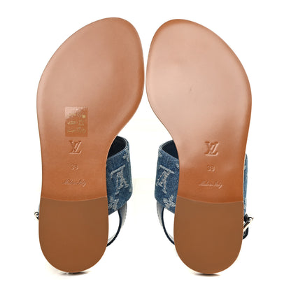Louis Vuitton Monogram Denim Starboard Flat Thong Sandal 38 Blue 5 of 12