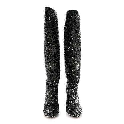 Louis Vuitton Sequin Donna High Boots 38 Black 3 of 8