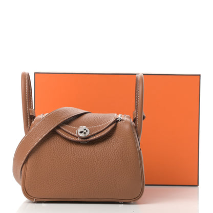 Hermes Taurillon Clemence Mini Lindy 20 Gold 11 of 11