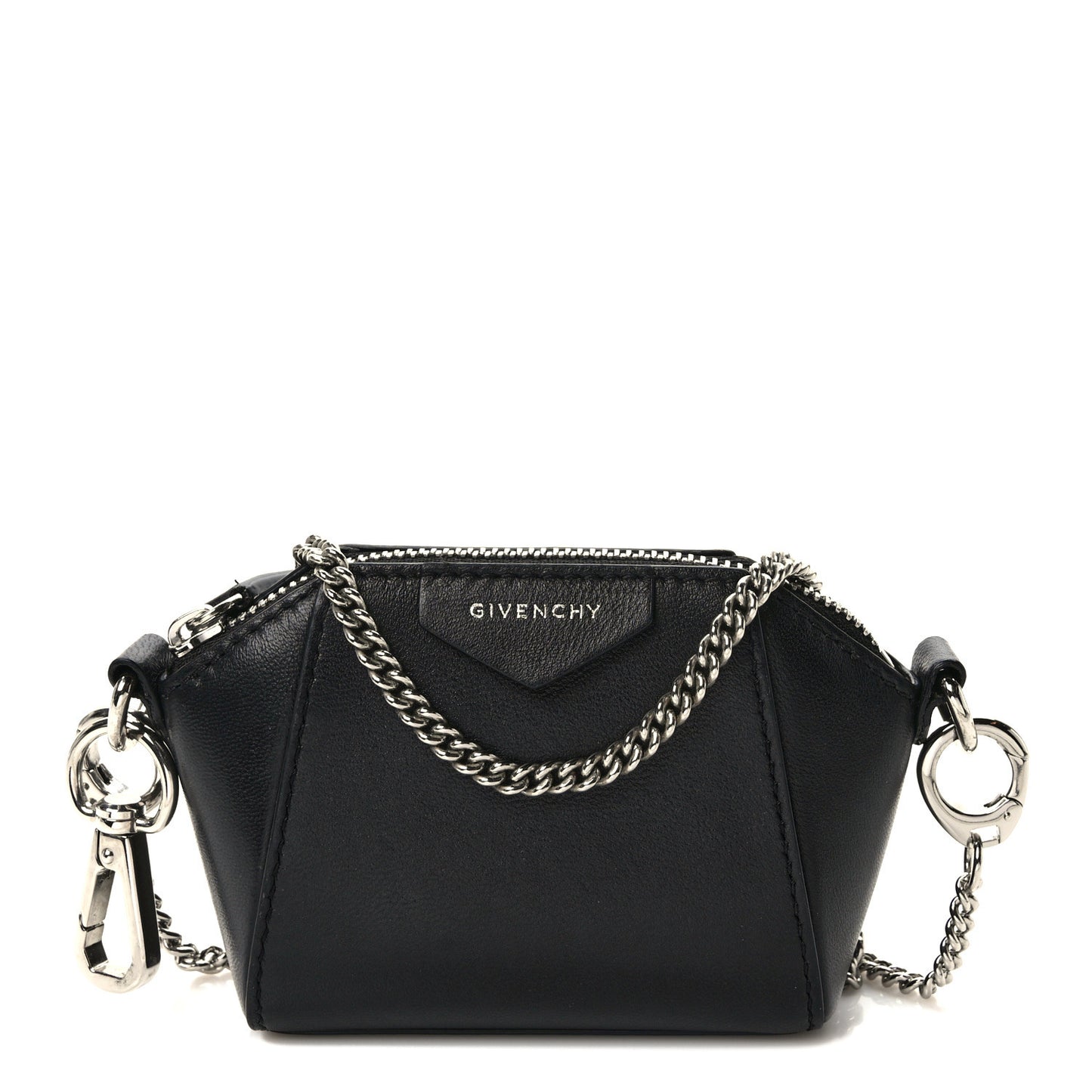 Lambskin Baby Antigona with Chain Black