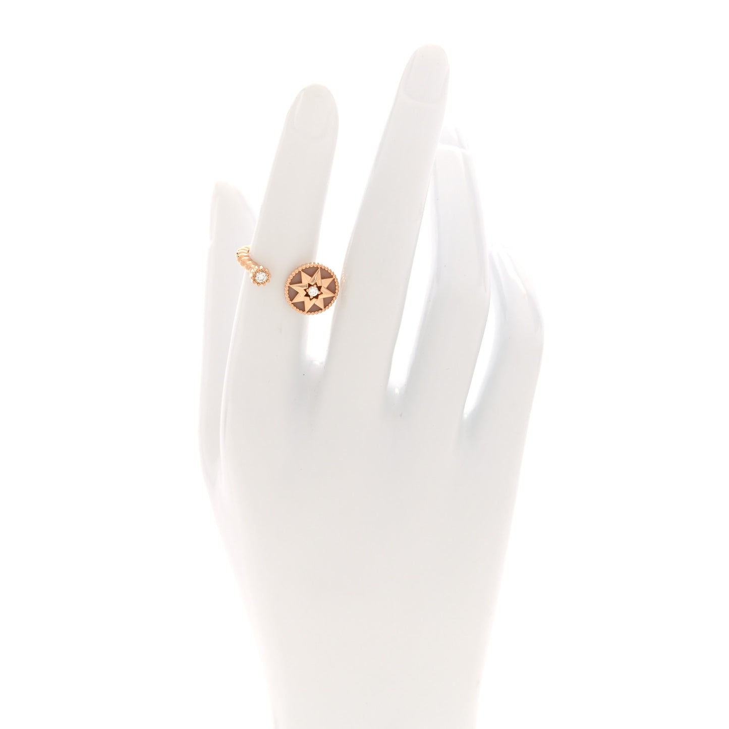 18K Rose Gold Diamond Pink Opal Rose Des Vents Ring 50 5.25