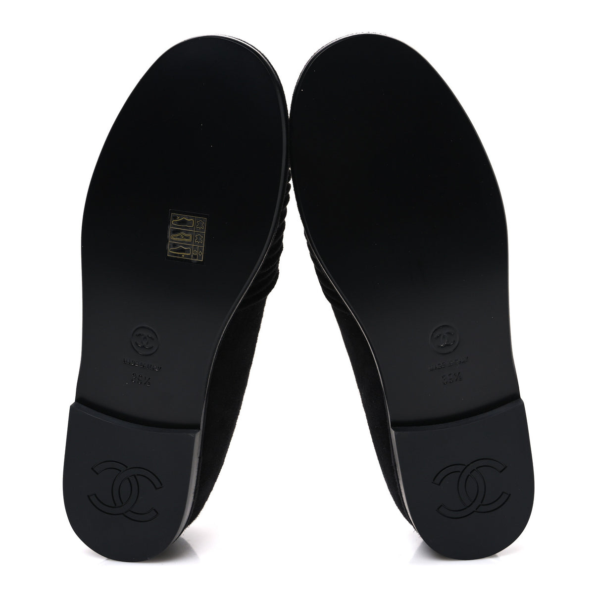 Suede Kidskin CC Moccasin Loafers 39.5 Black