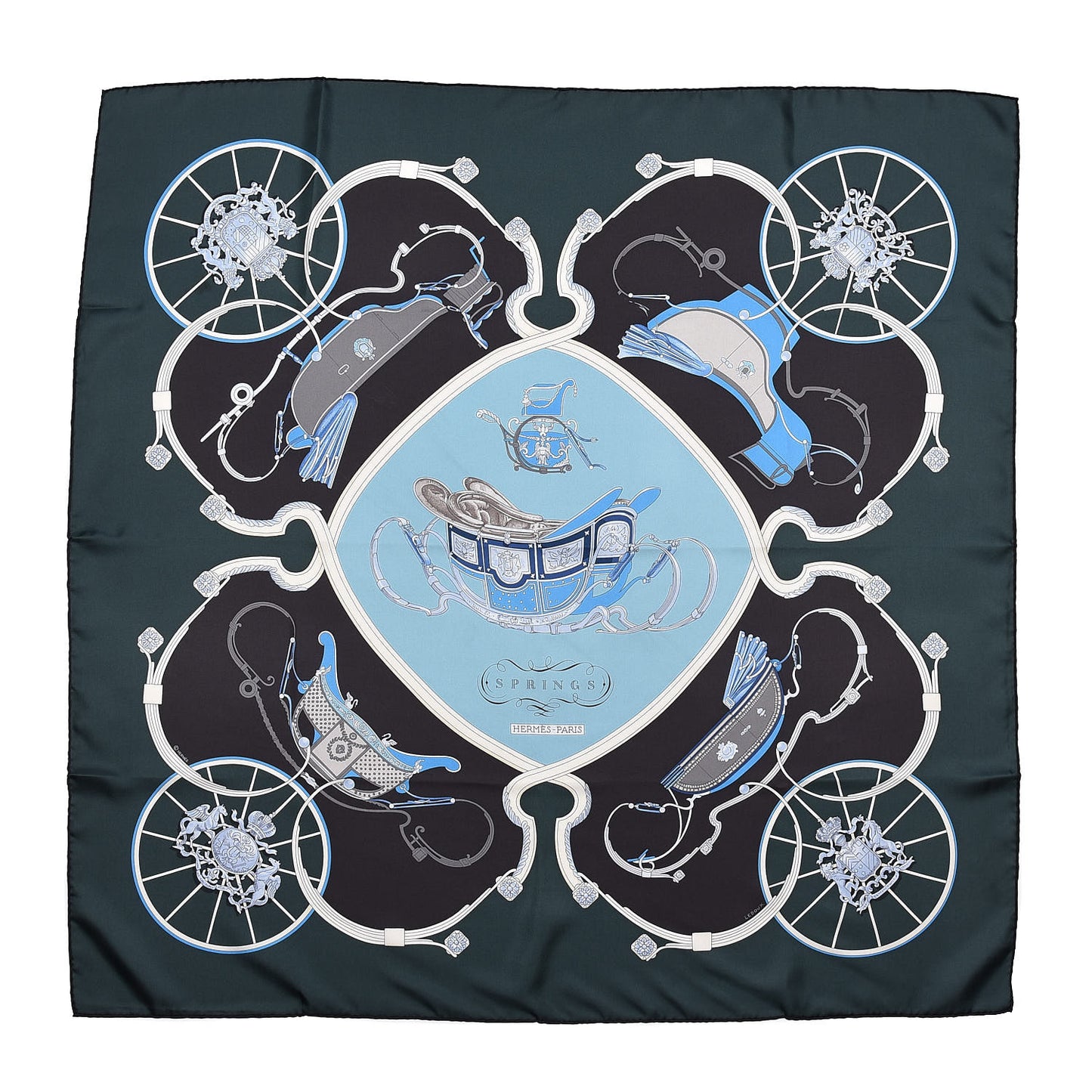 Silk Springs Scarf 90 Vert Sapin Anthracite Celadon