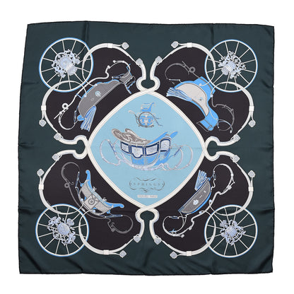 Hermes Silk Springs Scarf 90 Vert Sapin Anthracite Celadon 1 of 6