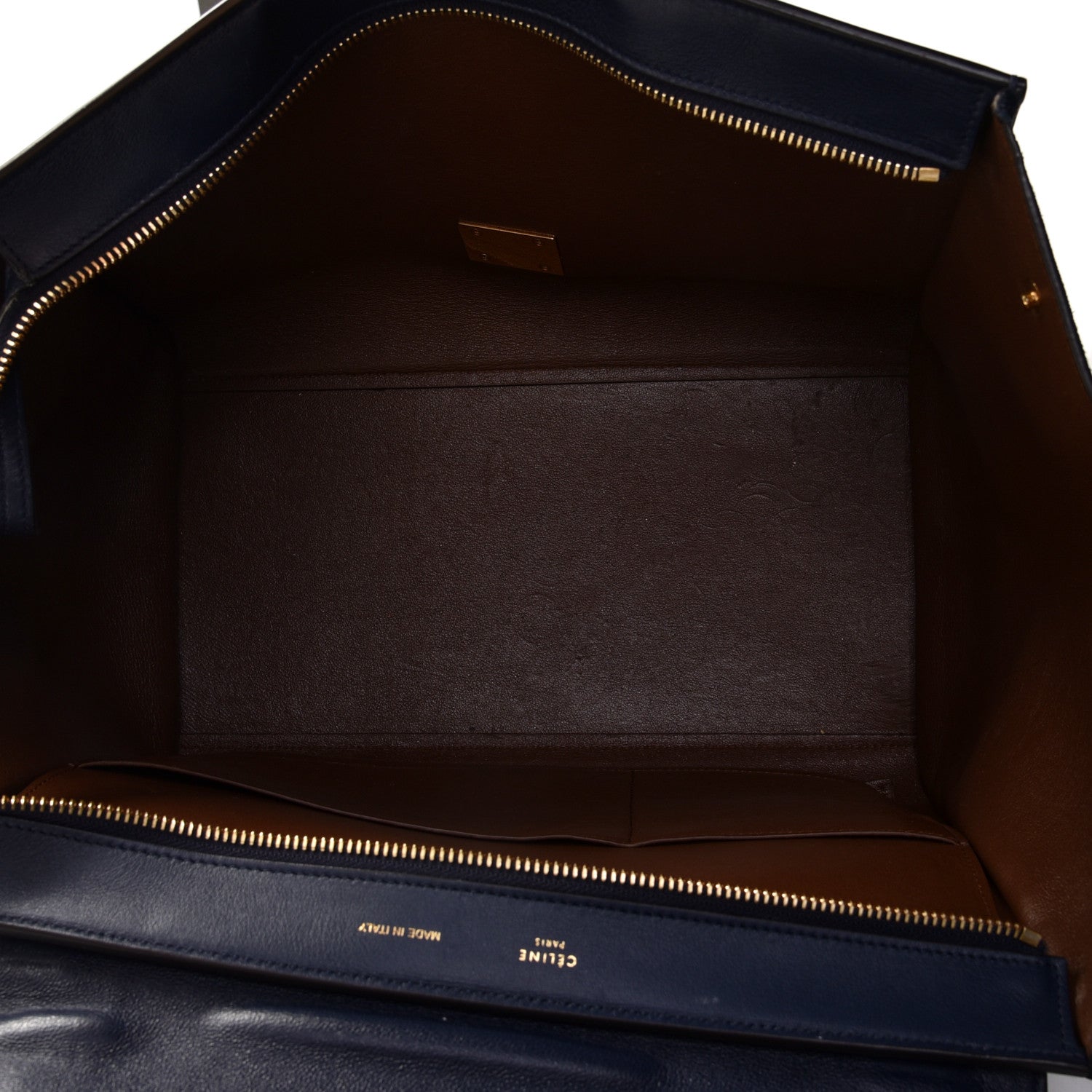 Celine Drummed Calfskin Suede Medium Trapeze Navy Blue 4 of 11