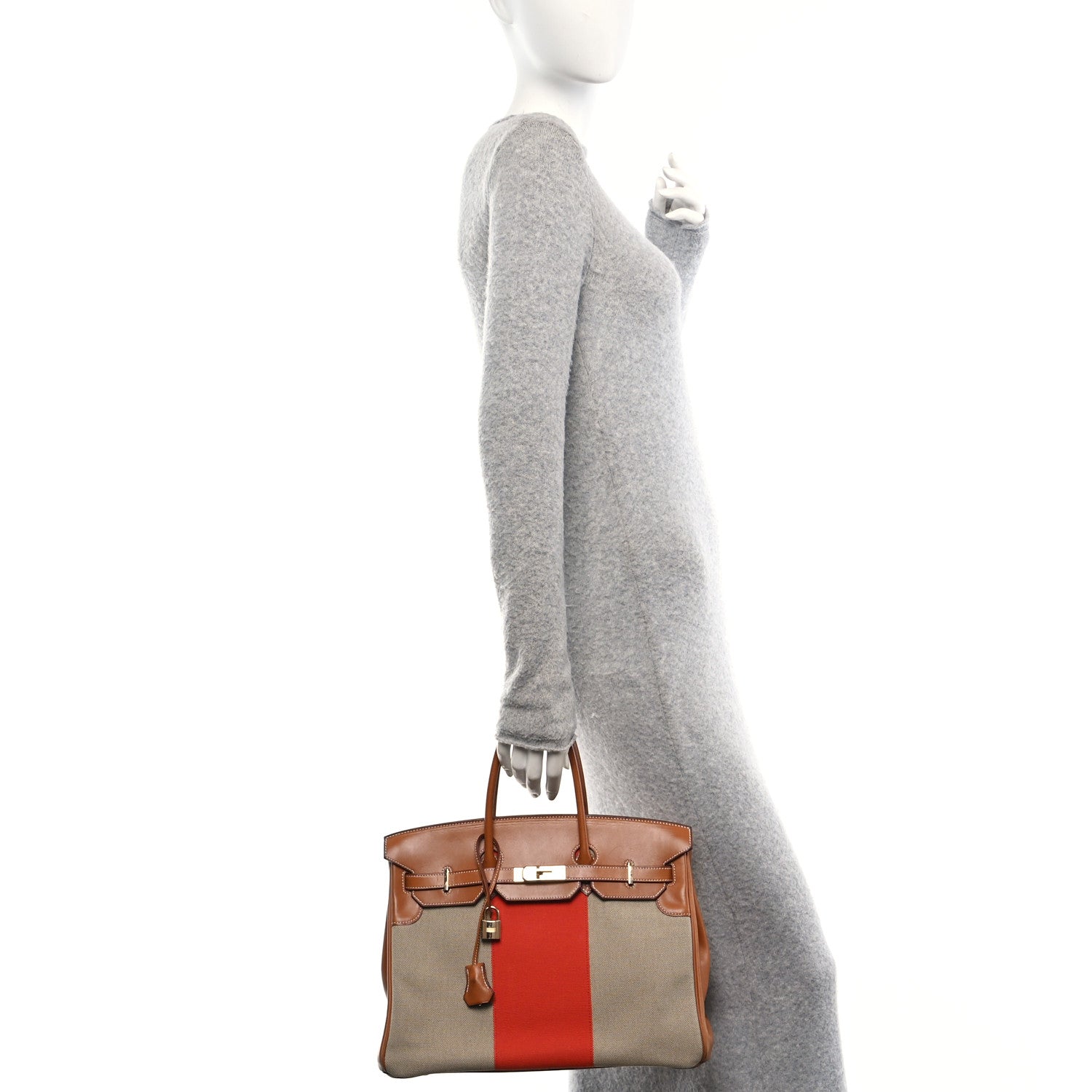 Hermes Toile Natural Barenia Flag Birkin 35 Fauve Paprika 2 of 18