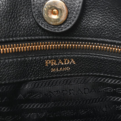 Prada Vitello Daino Zippered Messenger Hobo Black 5 of 10