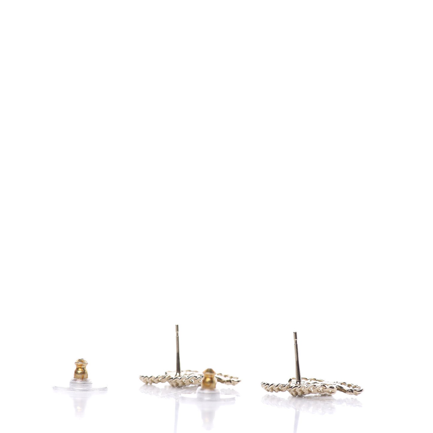 Crystal Chain CC Earrings Gold