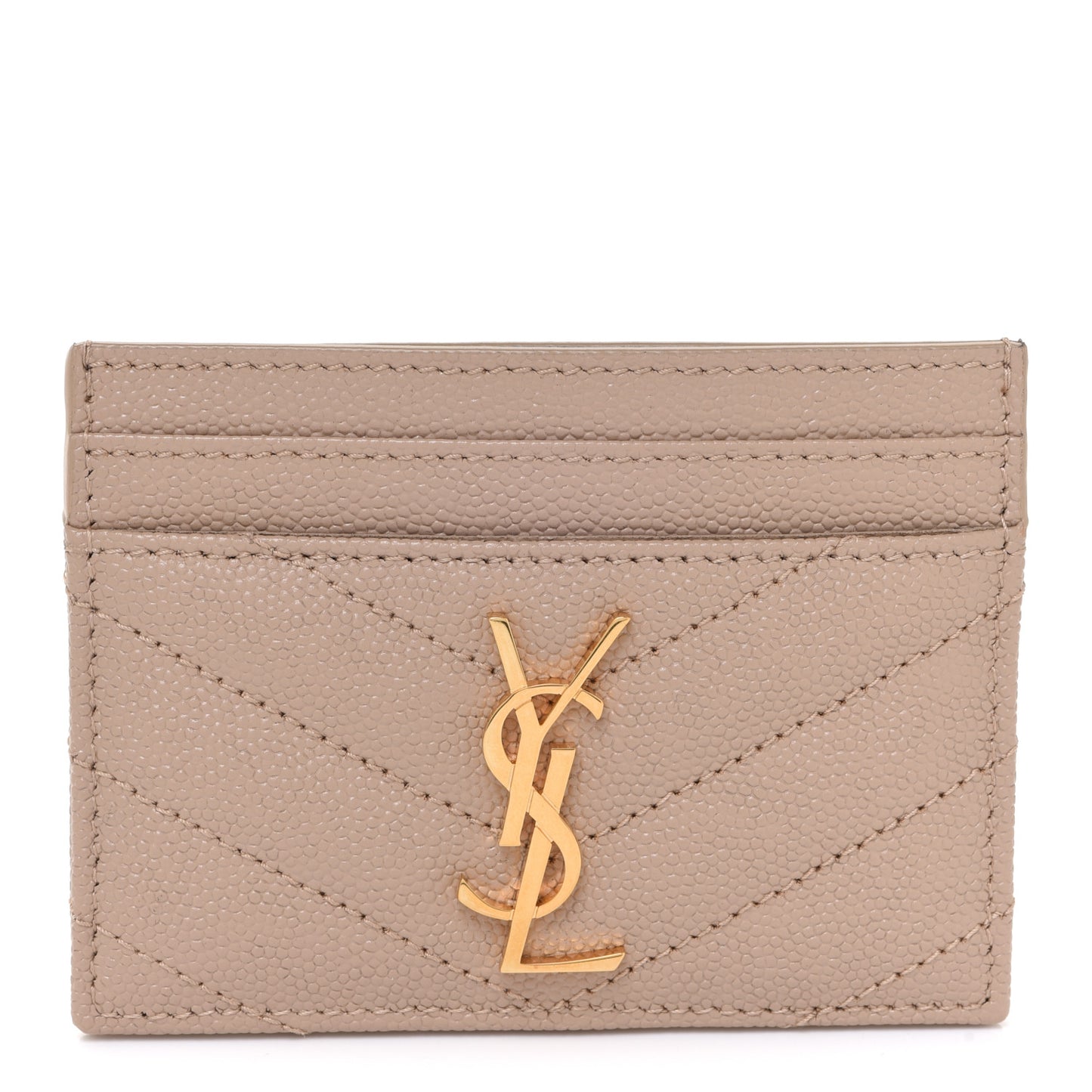 Grain De Poudre Matelasse Chevron Cassandre Credit Card Case Crema Soft