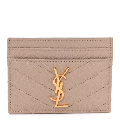 Saint Laurent Grain De Poudre Matelasse Chevron Cassandre Credit Card Case Crema Soft 1 of 7