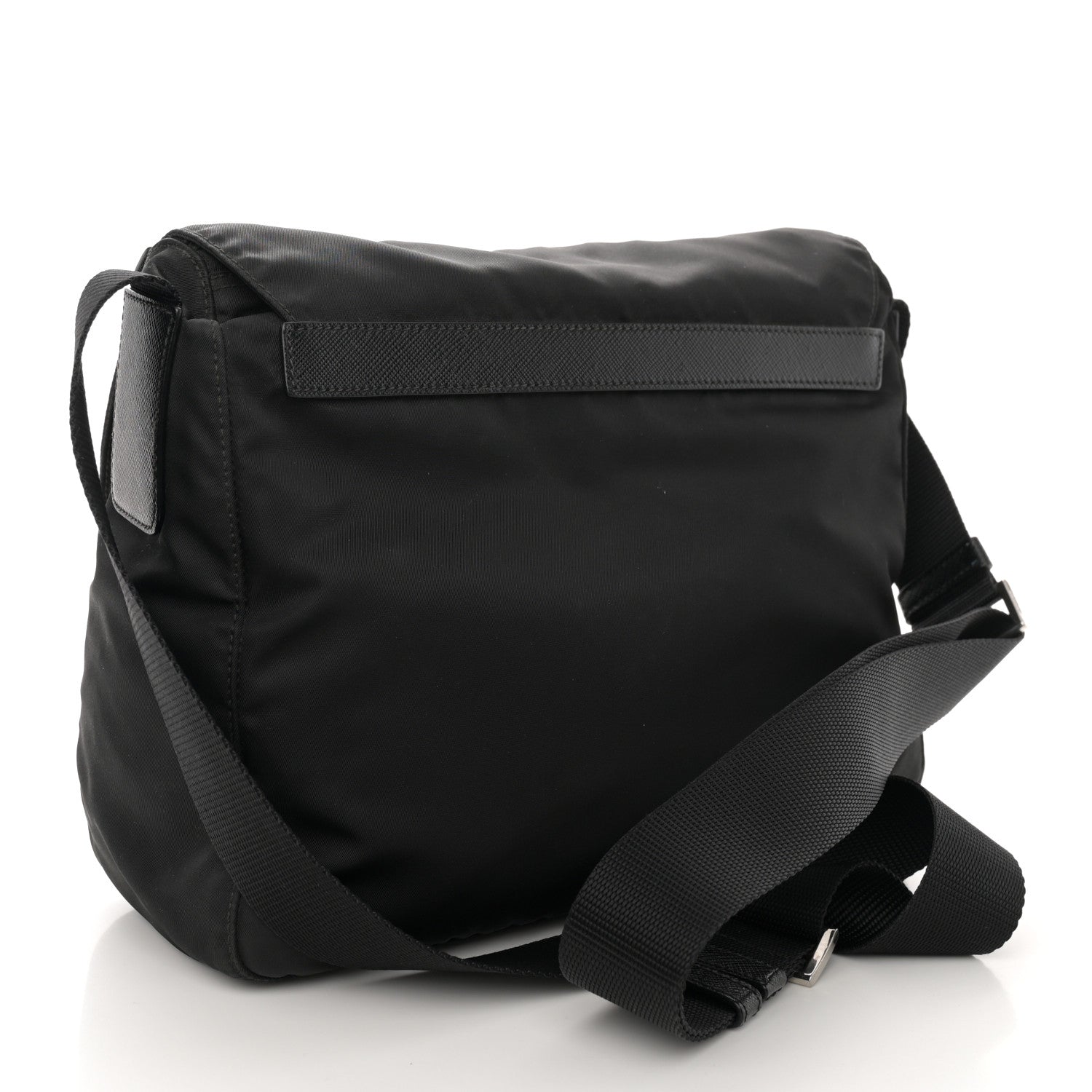 Prada Re-Nylon Vela Saffiano Pocket Single Buckle Messenger Shoulder Bag Black 3 of 13