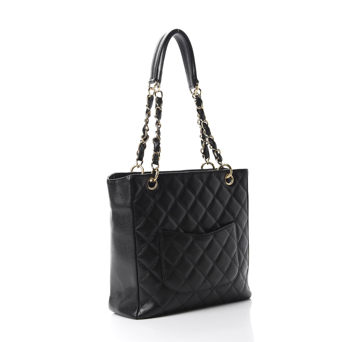 Caviar Quilted Petit Shopping Tote PST Black