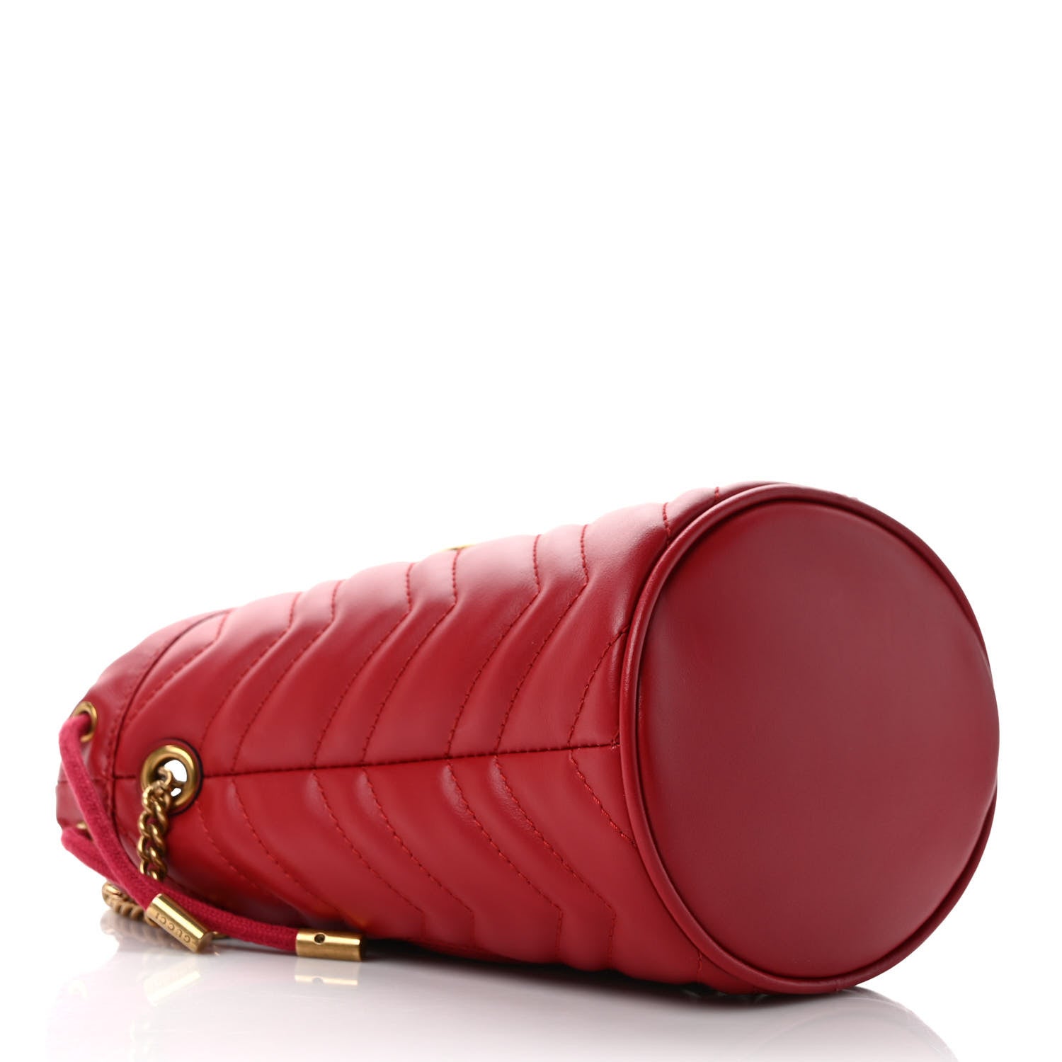 Gucci Calfskin Matelasse Mini GG Marmont 2.0 Bucket Bag Hibiscus Red 4 of 9