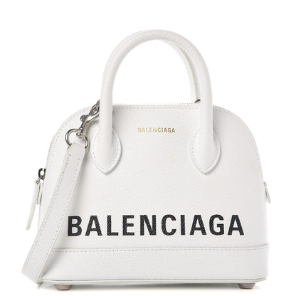Balenciaga Grained Calfskin XXS Ville Top Handle Bag White Black 1 of 12