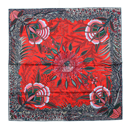 Hermes Silk Flowers of South Africa Scarf 90 Rouge Vert Ciel 1 of 6