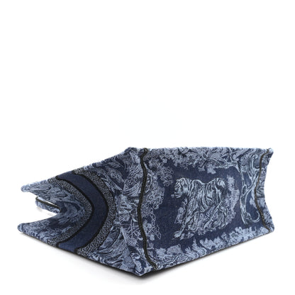 Christian Dior Canvas Embroidered Medium Dioriviera Toile De Jouy Book Tote Blue Black 4 of 10