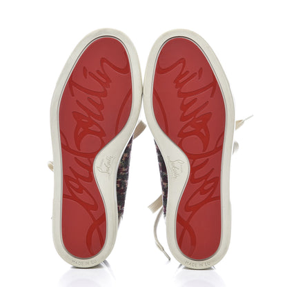 Christian Louboutin Crystal Metallic Suede Peacock Woven Lurex Gondolastrass Sneakers 36.5 Burgundy 7 of 10