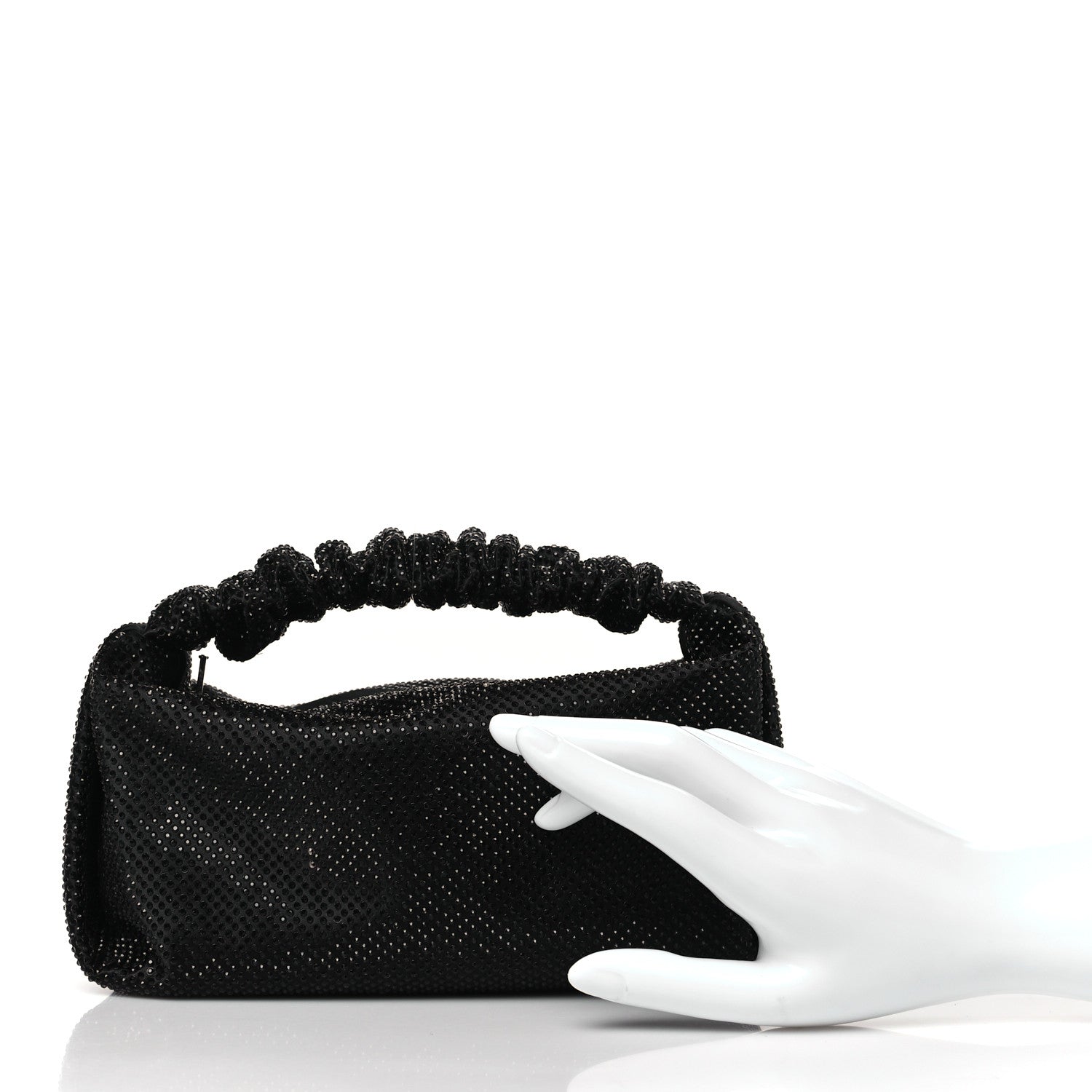 Alexander Wang Satin Crystal Rhinestone Mini Scrunchie Clutch  Black 2 of 10