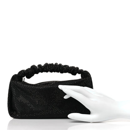 Alexander Wang Satin Crystal Rhinestone Mini Scrunchie Clutch  Black 2 of 10