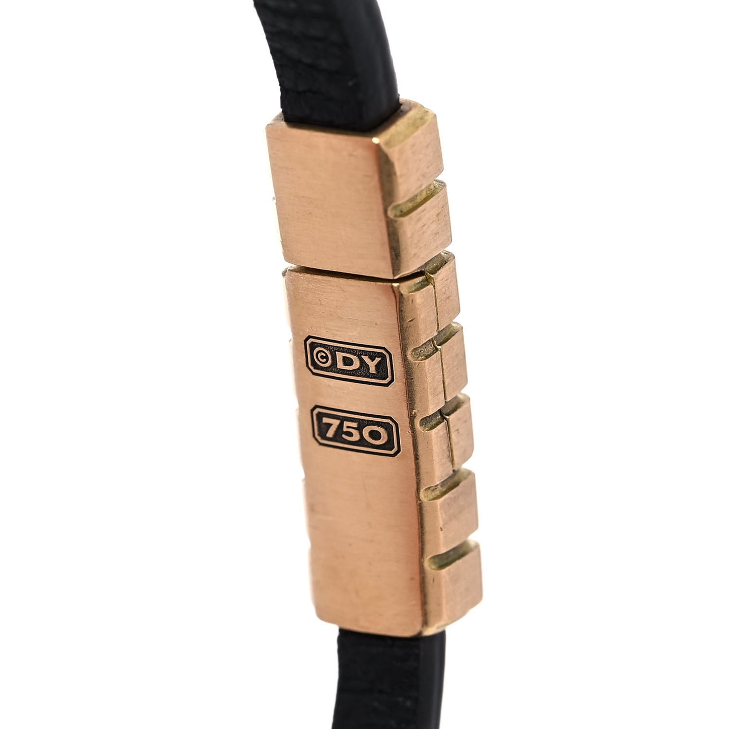18K Yellow Gold Leather Southwest Narrow Bracelet Black