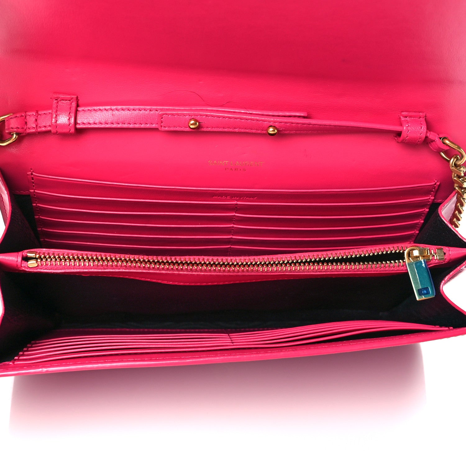 Saint Laurent Patent Calfskin Monogram Kate Wallet On Chain Fresh Fuxia 5 of 9