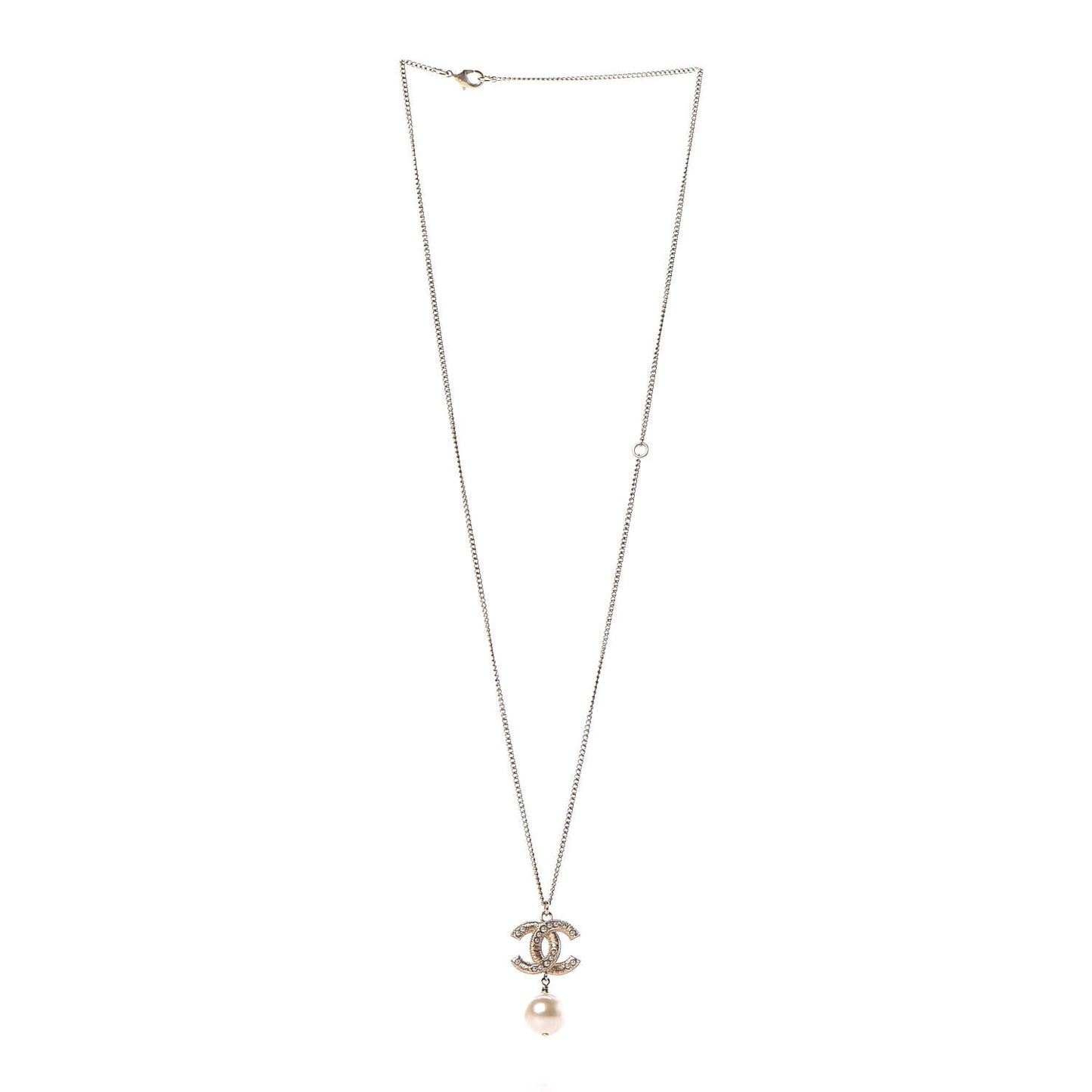 Pearl CC Drop Necklace Gold