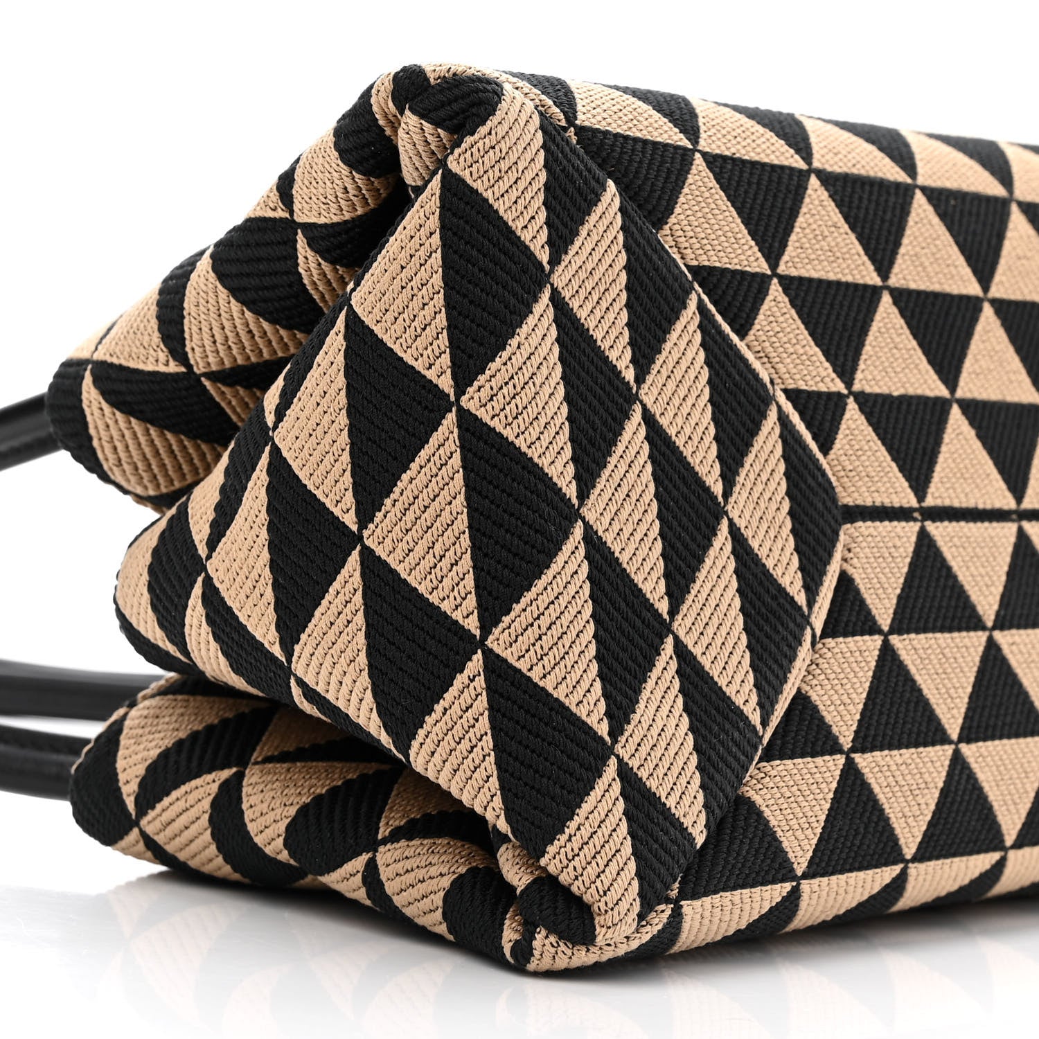 Prada Jacquard Triangolo Symbole Embroidered Small Shoulder Bag Black Corda 11 of 12