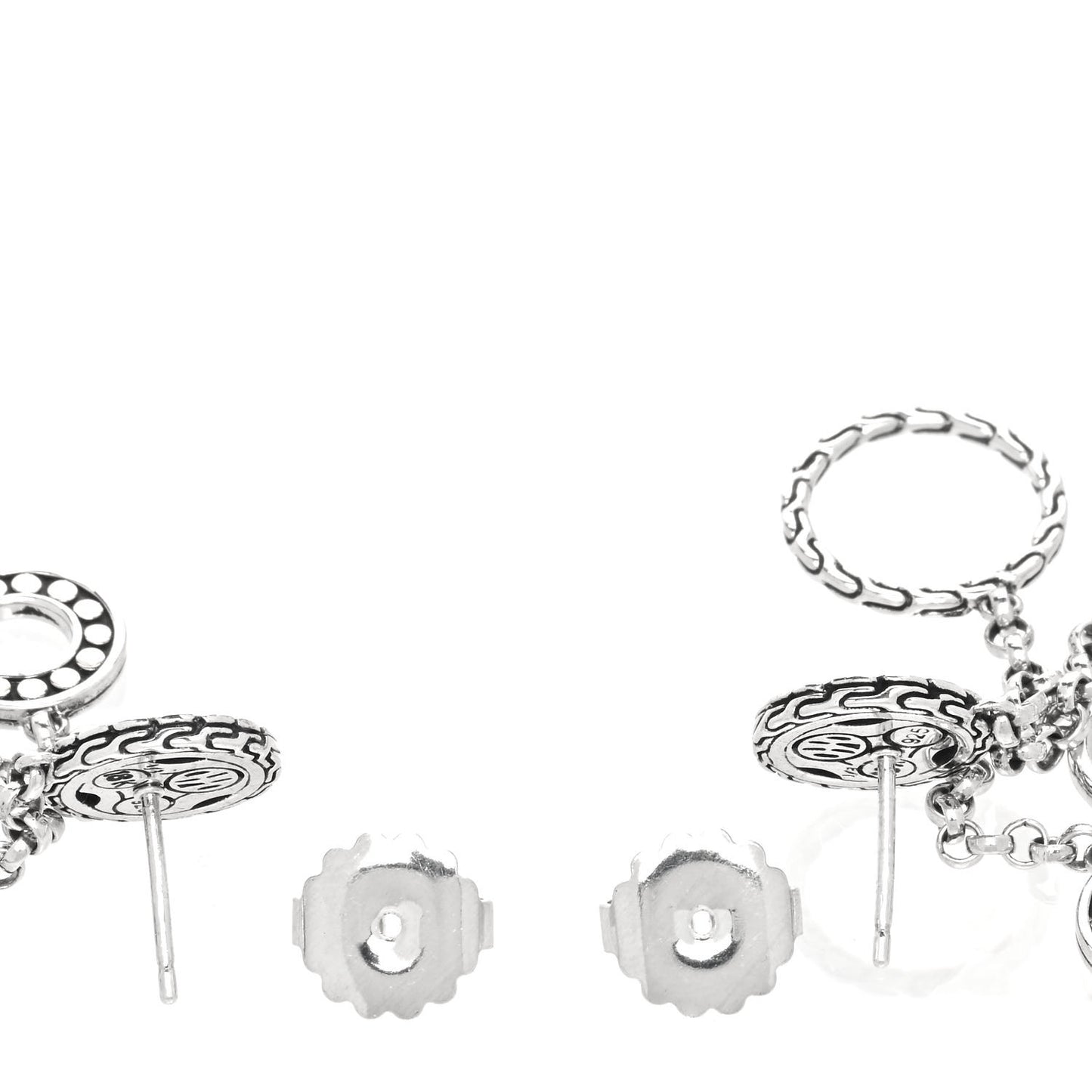 Sterling Silver 18K Yellow Gold Palu Bulan Hammered Chandelier Earrings