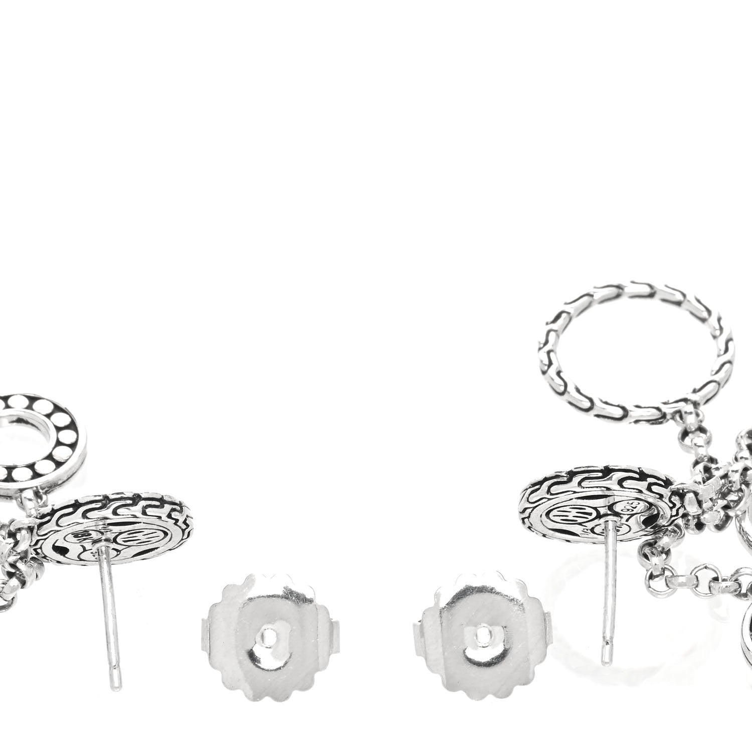 John Hardy Sterling Silver 18K Yellow Gold Palu Bulan Hammered Chandelier Earrings 4 of 6