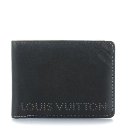 Louis Vuitton Mens Nappa Marco Chicago Perforated Wallet Black 1 of 6