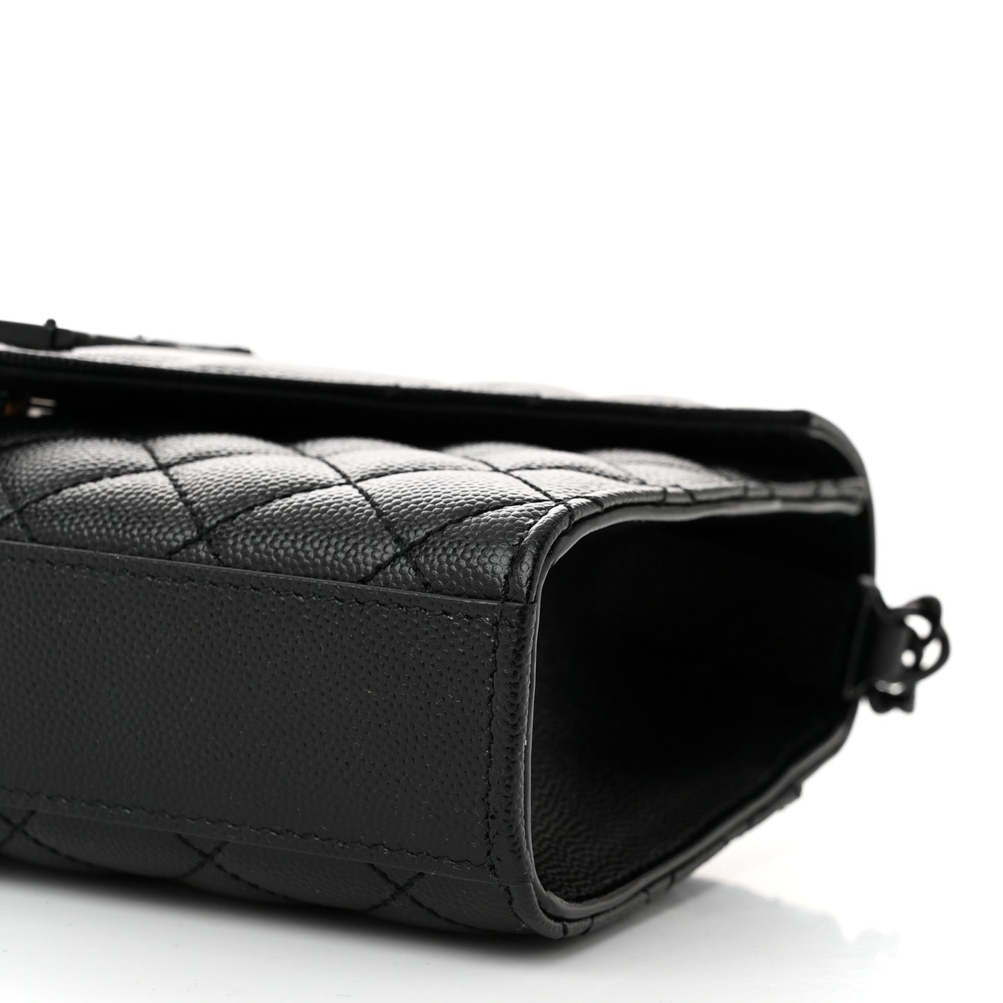 Grain De Poudre Textured Mixed Matelasse Triquilt Small Monogram Monochrome Satchel Black