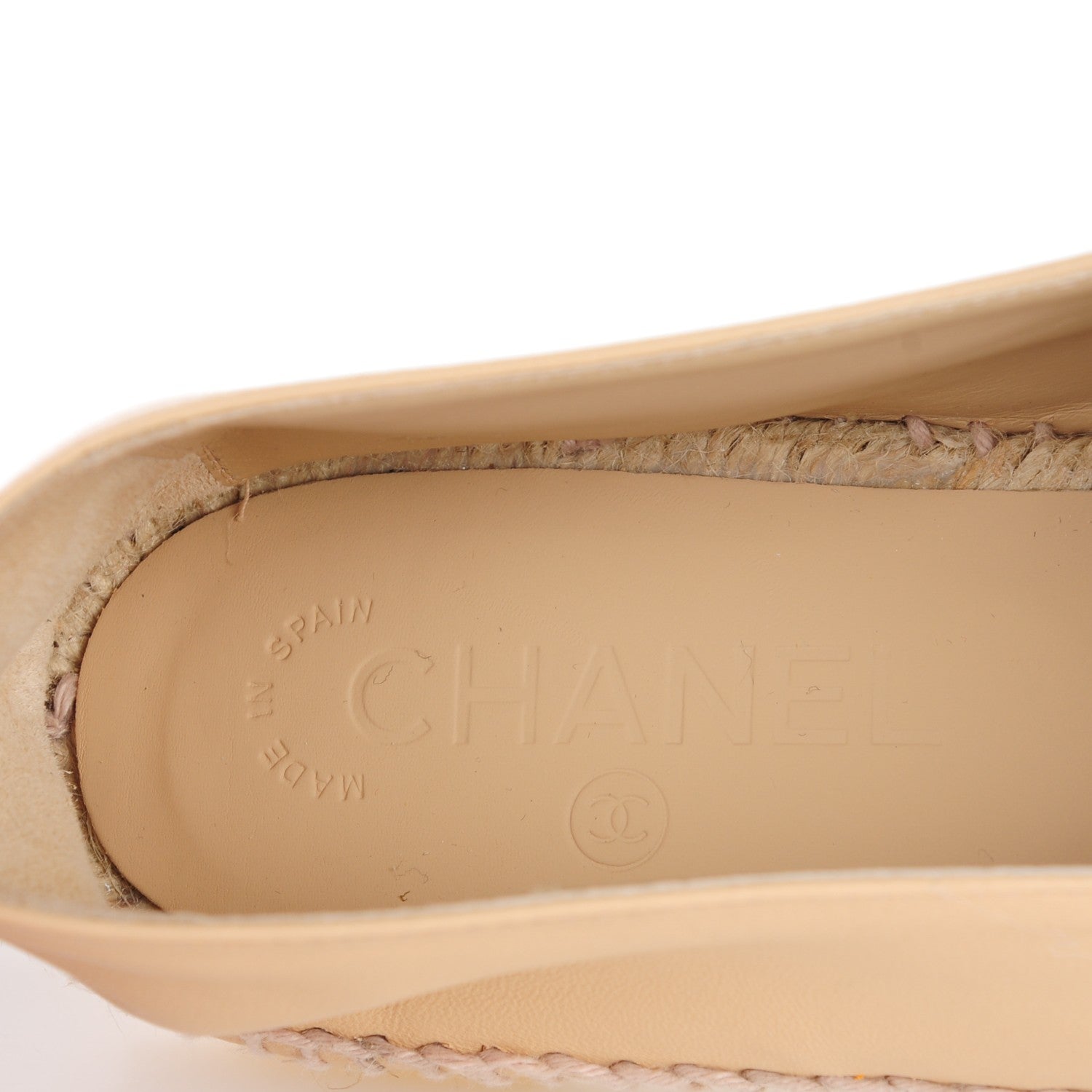 Chanel Lambskin CC Espadrilles 39 Beige Black 10 of 11
