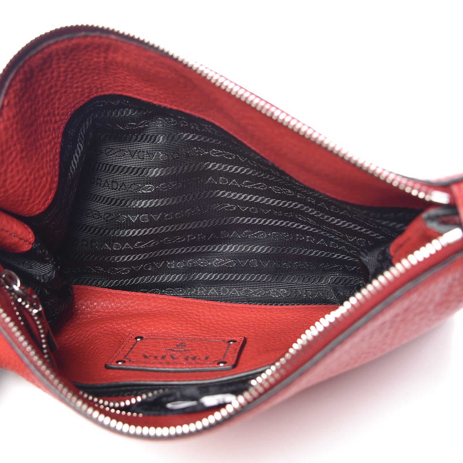 Prada Vitello Daino Zippered Shoulder Bag Rosso 5 of 11