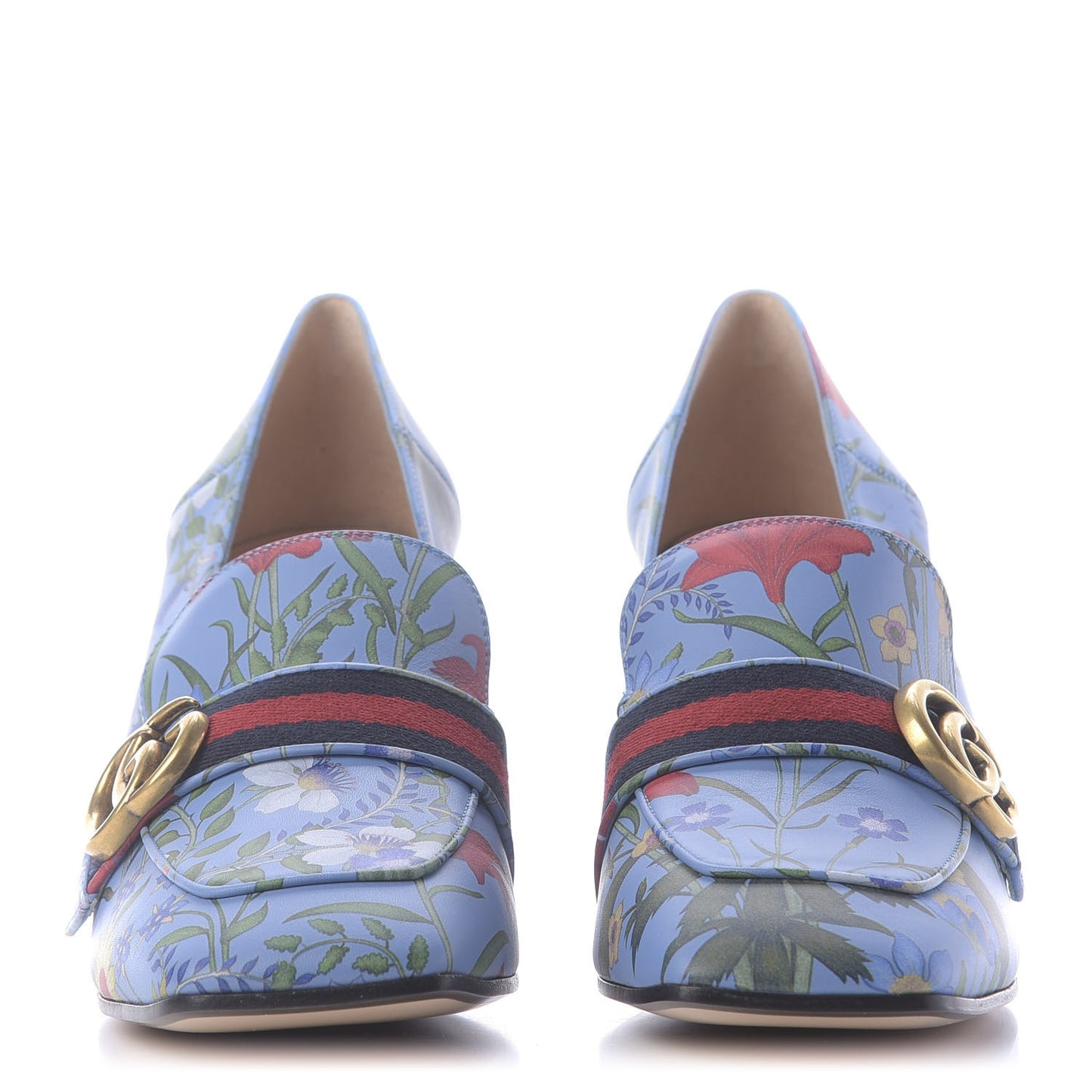 Apollo Calfskin Web Pearl New Flora Peyton 75mm Loafer Pumps 40.5 Azure
