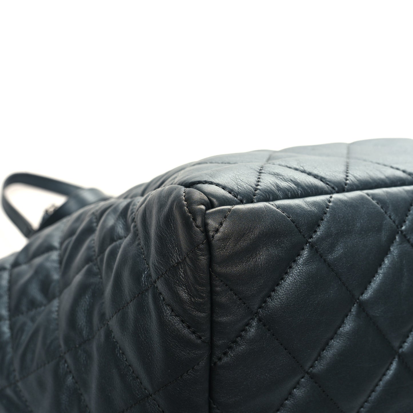 Metallic Lambskin Quilted Large Week End on Mars Tote Dark Grey