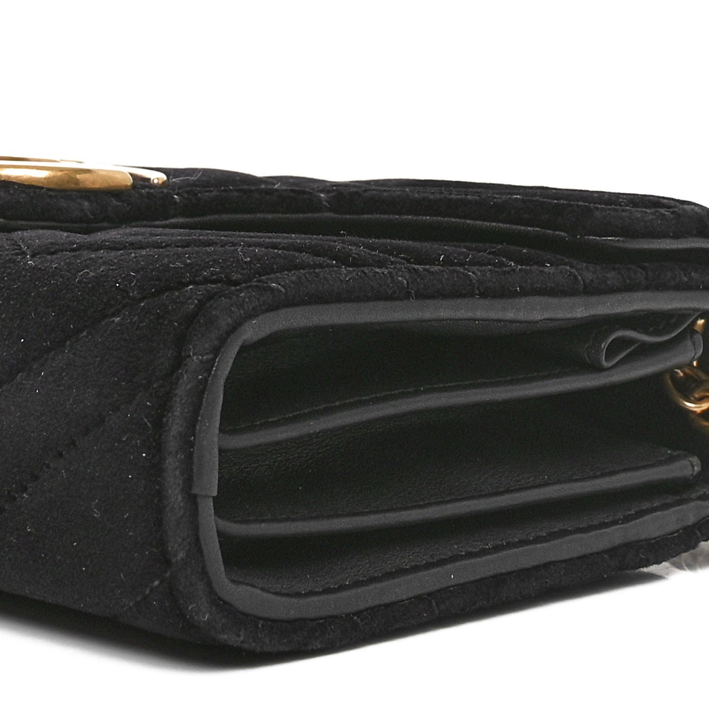Velvet Matelasse GG Marmont Chain Wallet Black