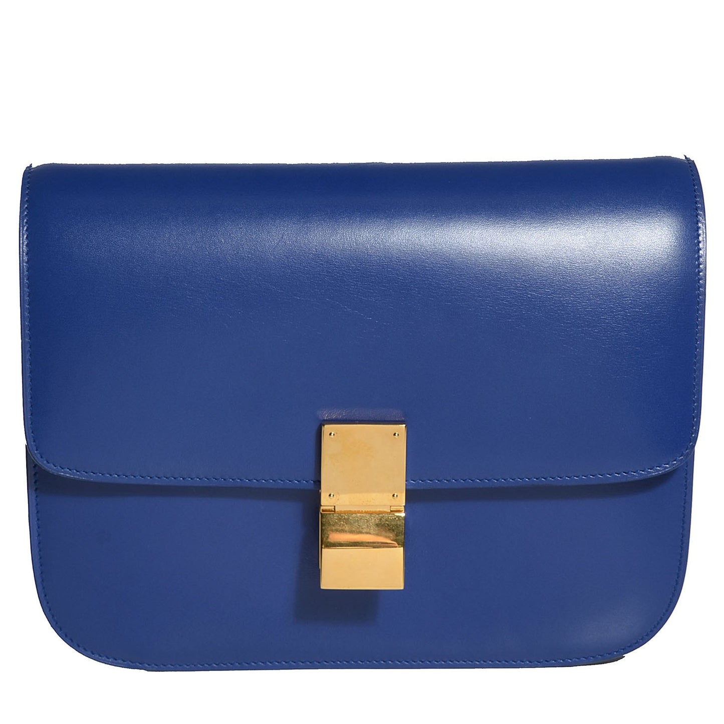 Smooth Calfskin Medium Classic Box Flap Bag Blue Indigo