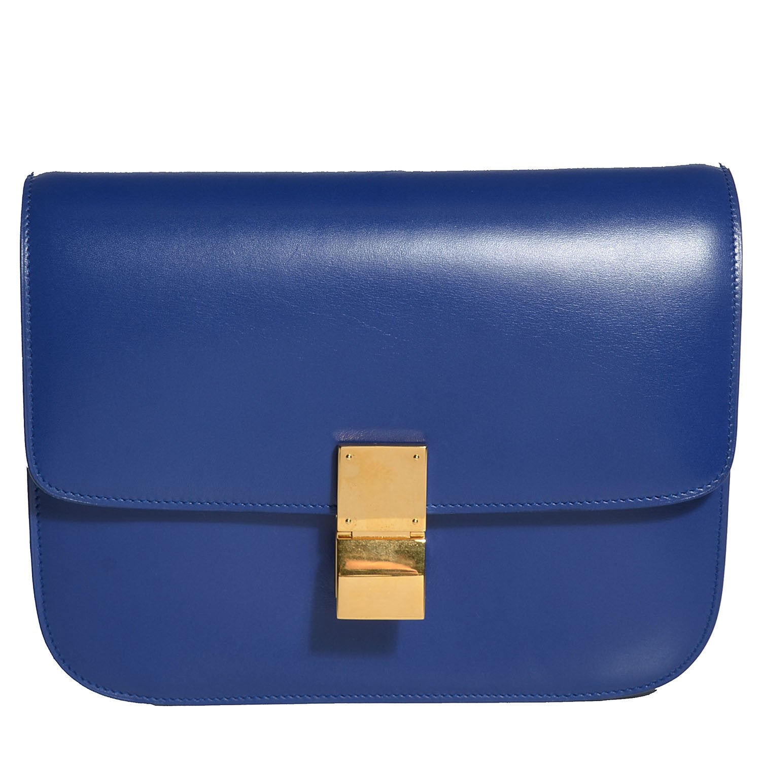 Celine Smooth Calfskin Medium Classic Box Flap Bag Blue Indigo 1 of 8