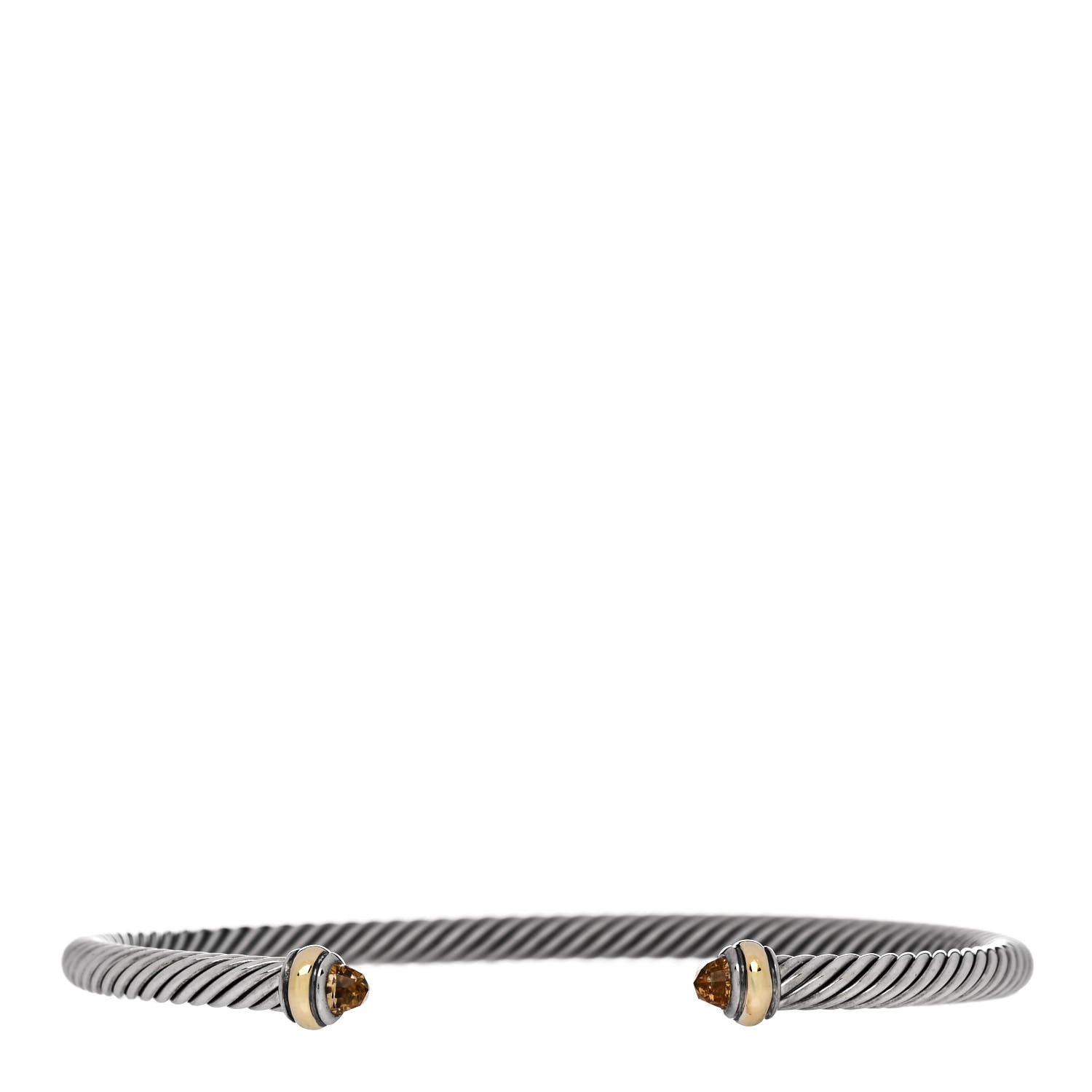 David Yurman Sterling Silver 18K Yellow Gold Citrine 4mm Cable Classics Bracelet 1 of 4